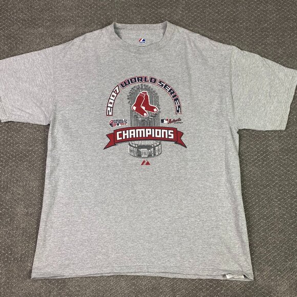 Boston Red Sox T Shirt 2007 World Series Champions Men's XL Majestic Gray MLB - Picture 1 of 7